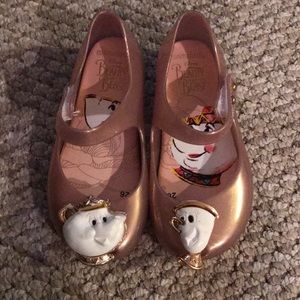 Little girls rose gold jelly sandals beauty &beast